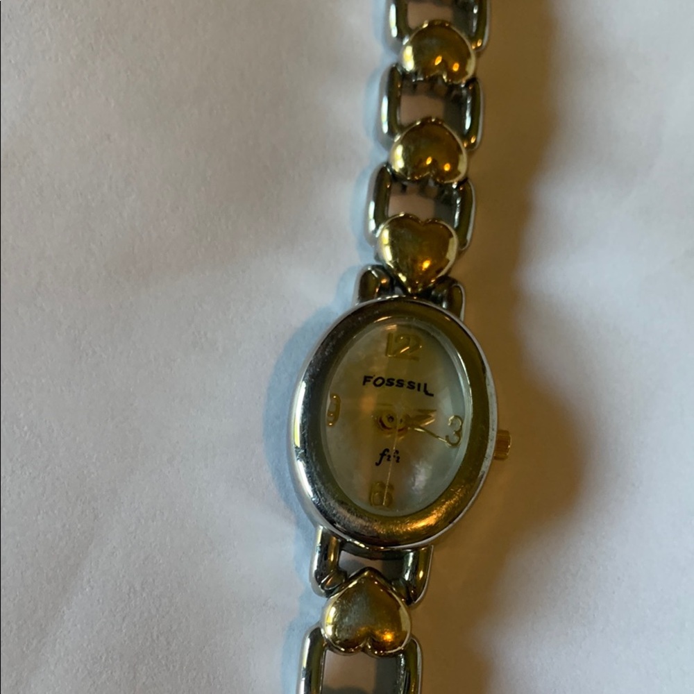 Fossil Women's Gold and Silver Heart Bracelet Watch